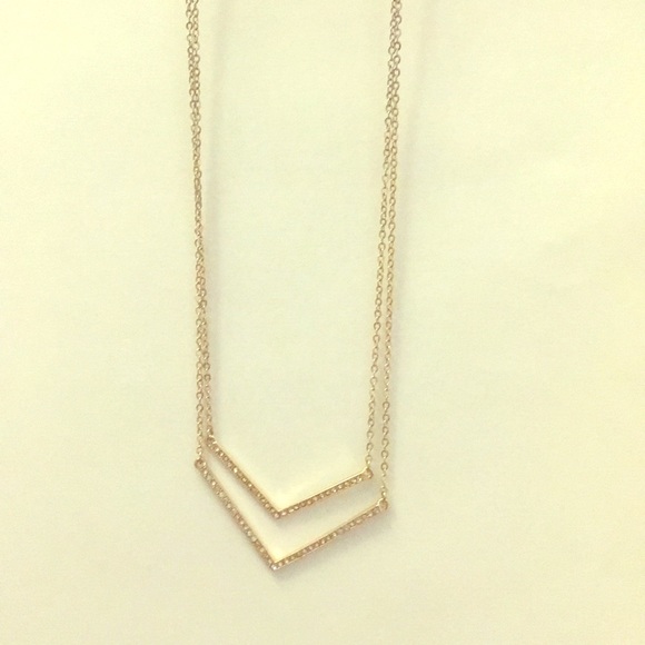 Double Chevron Rhinestone Necklace - Picture 3 of 4